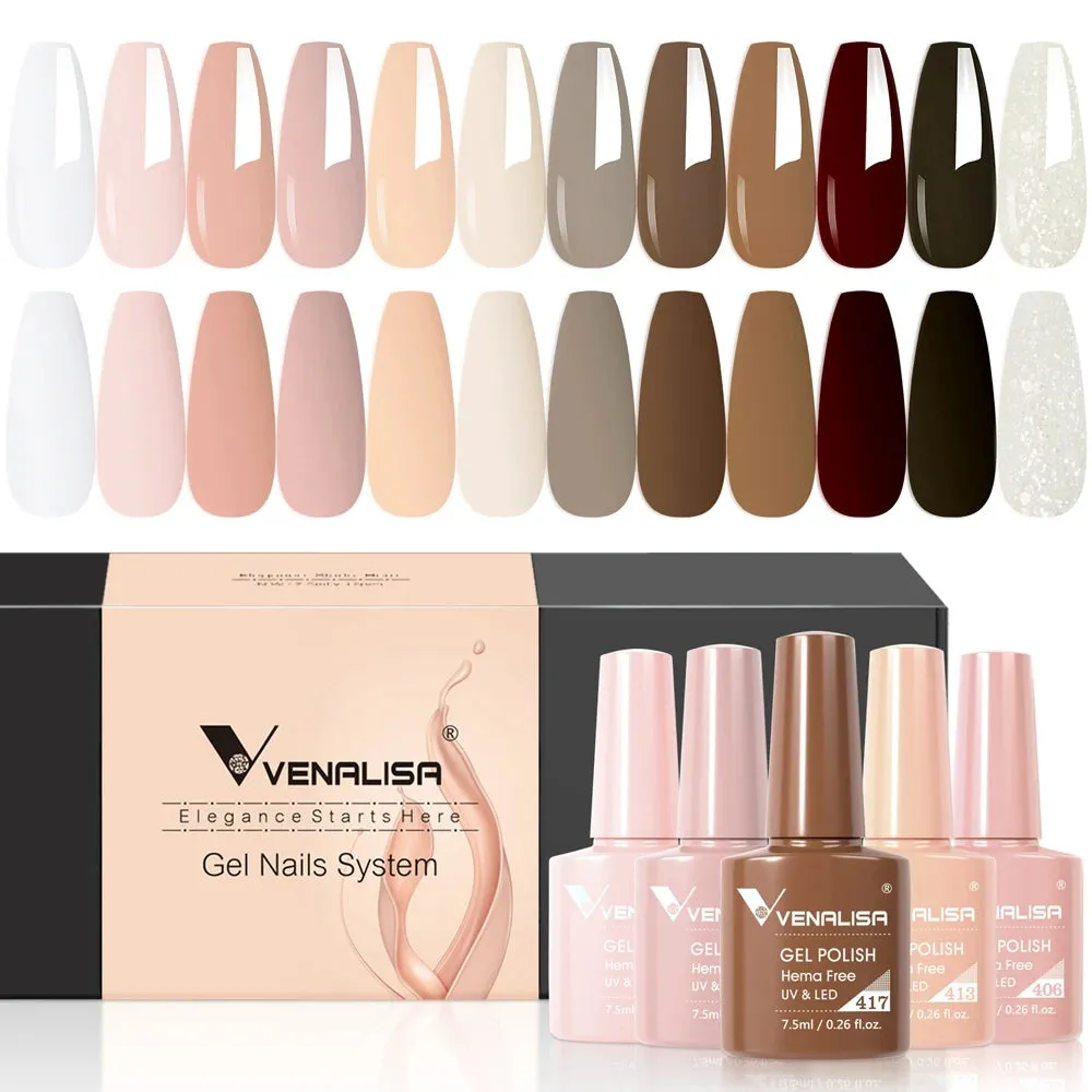 6/12pcs/Set Venalisa Gel Nail Polish VIP Kit Charming Neon Color Gel Pink Natural Color Series Rubber Gel Great Coverage Lacquer