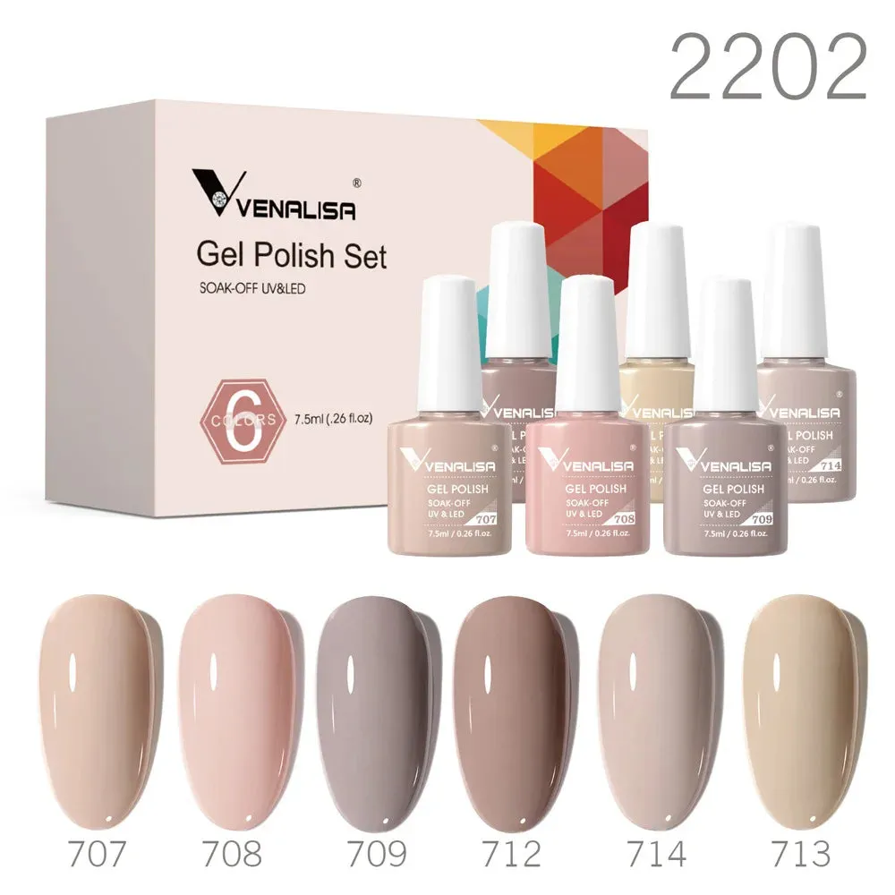 6/12pcs/Set Venalisa Gel Nail Polish VIP Kit Charming Neon Color Gel Pink Natural Color Series Rubber Gel Great Coverage Lacquer