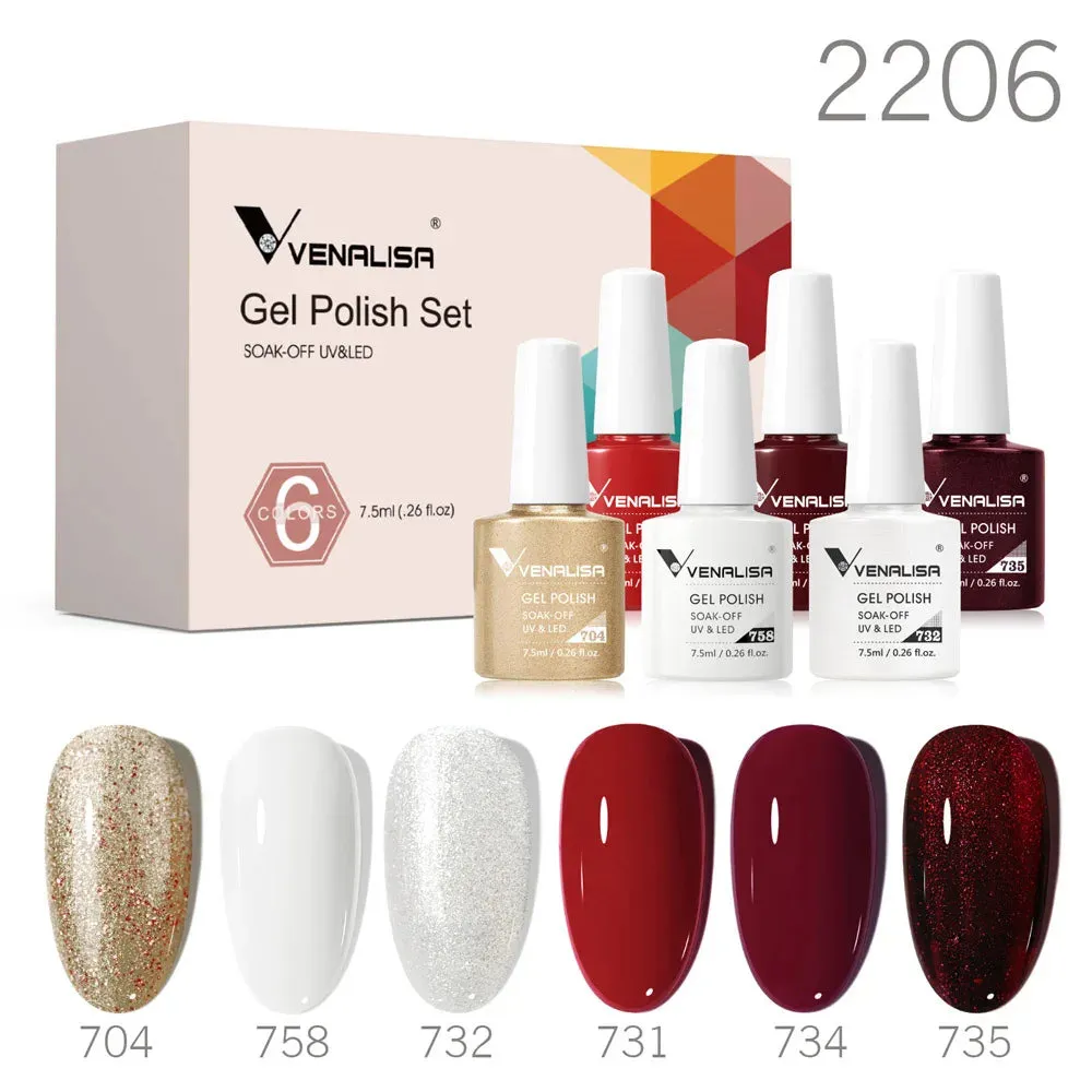 6/12pcs/Set Venalisa Gel Nail Polish VIP Kit Charming Neon Color Gel Pink Natural Color Series Rubber Gel Great Coverage Lacquer