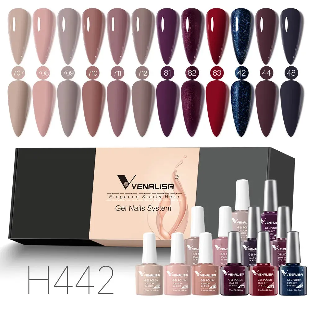 6/12pcs/Set Venalisa Gel Nail Polish VIP Kit Charming Neon Color Gel Pink Natural Color Series Rubber Gel Great Coverage Lacquer