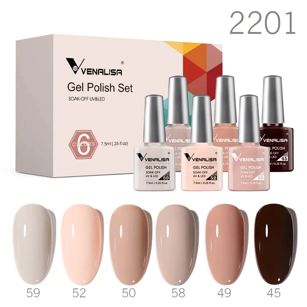 6/12pcs/Set Venalisa Gel Nail Polish VIP Kit Charming Neon Color Gel Pink Natural Color Series Rubber Gel Great Coverage Lacquer