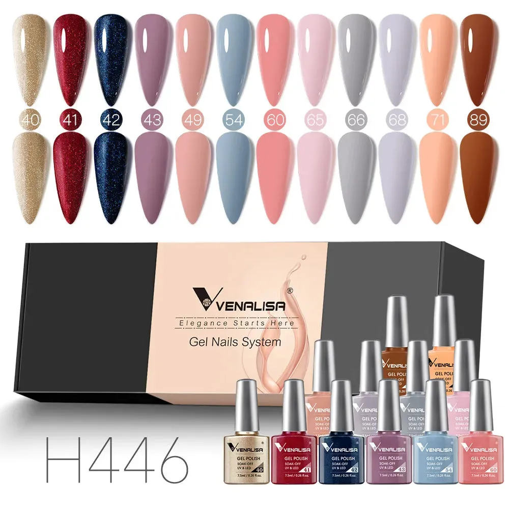 6/12pcs/Set Venalisa Gel Nail Polish VIP Kit Charming Neon Color Gel Pink Natural Color Series Rubber Gel Great Coverage Lacquer