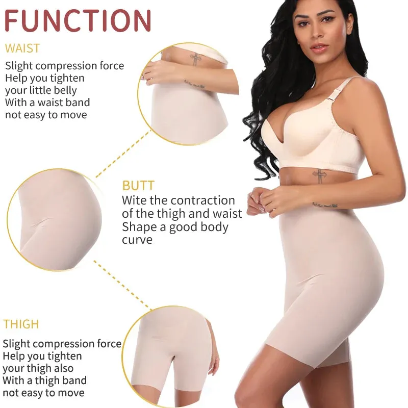 Anti Chafing Safety Pants Invisible Under Skirt Shorts Ladies Seamless Underwear Ultra Thin Woman High Waist Control Panties