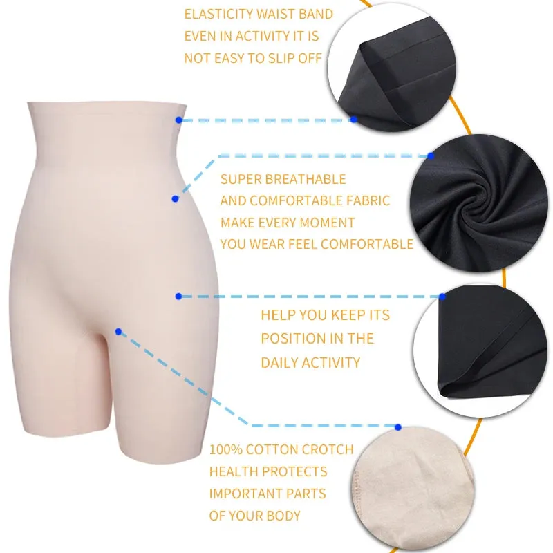 Anti Chafing Safety Pants Invisible Under Skirt Shorts Ladies Seamless Underwear Ultra Thin Woman High Waist Control Panties