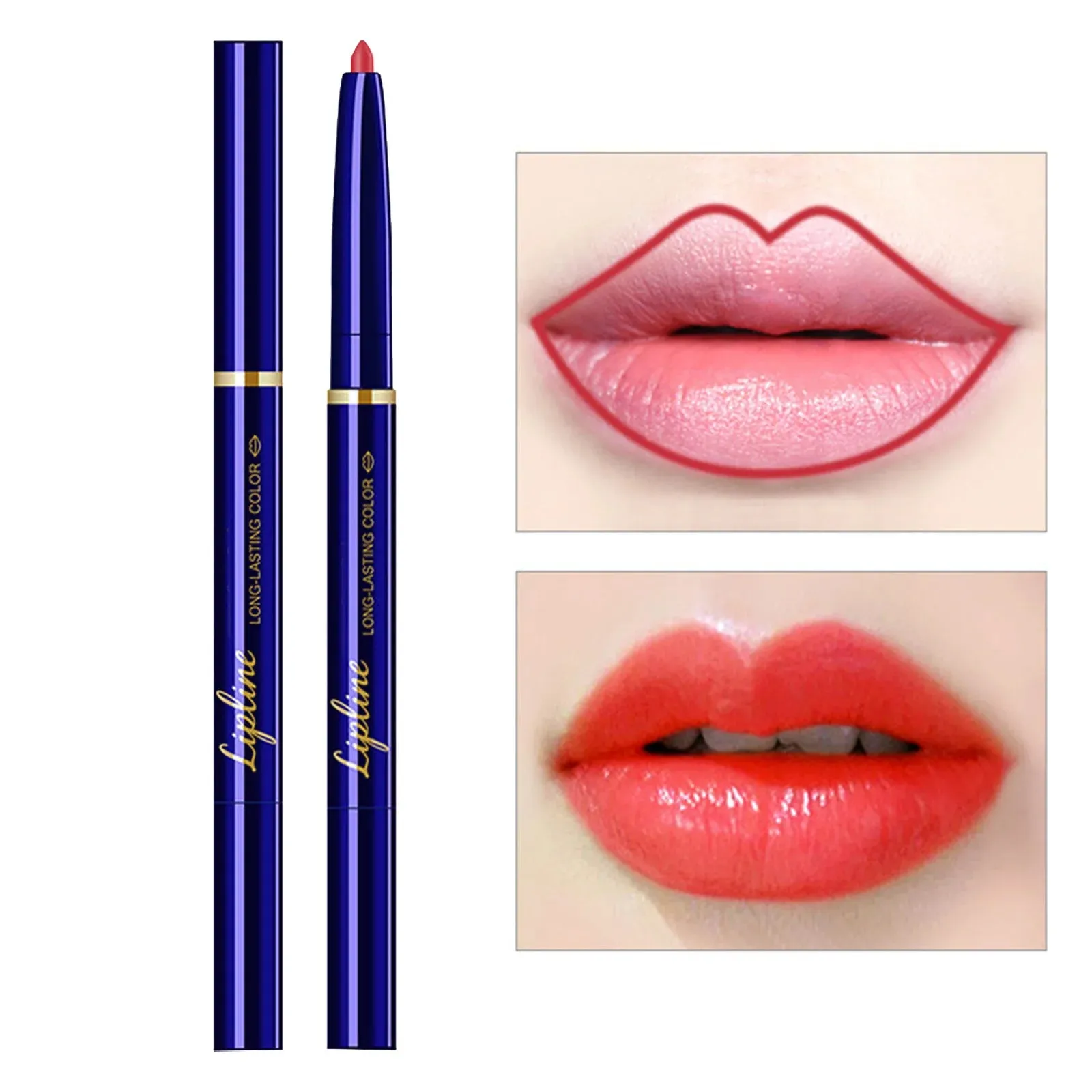 Automatic Lip Liner Double Ended Lipstick With Lip Brush Non Fading Plumper Lip Tint Long Lasting Makeup Korean Maquillage Femme