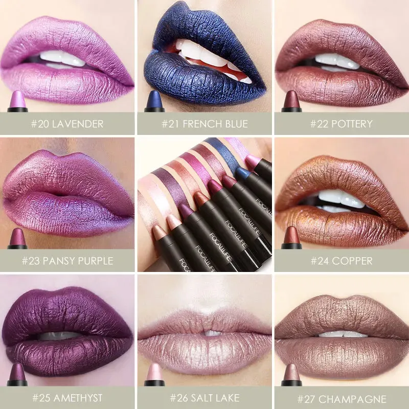 FOCALLURE 27 Colors Waterproof Matte Lipstick Shimmer Metal Moisturizing Long-lasting Lipbalm Lips Makeup Cosmetics for Women