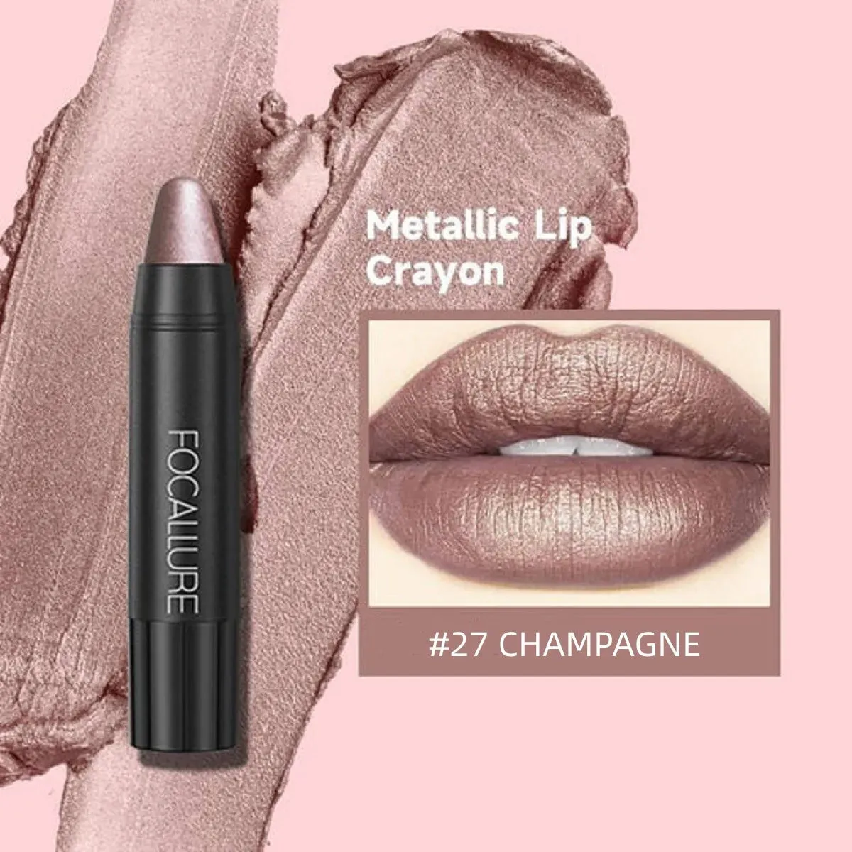 FOCALLURE 27 Colors Waterproof Matte Lipstick Shimmer Metal Moisturizing Long-lasting Lipbalm Lips Makeup Cosmetics for Women