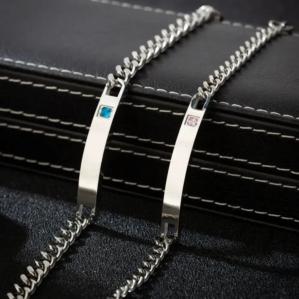 King Queen Matching Stainless Steel Metal Pairs Couple Bracelet Women Men Gift Jewelry Gift Valentine's Day Wholesale Supply