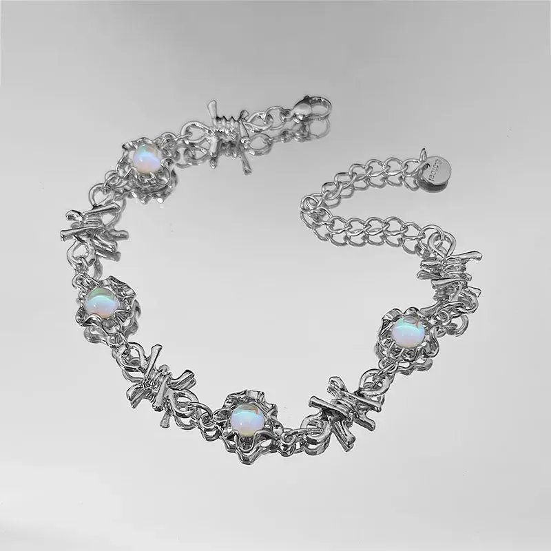 Korean Sweet Heart Opal 18K Gold Plated Stainless Steel Tennis Chain Bracelets For Women 2024 New Fashion Classics Jewelry Gifts