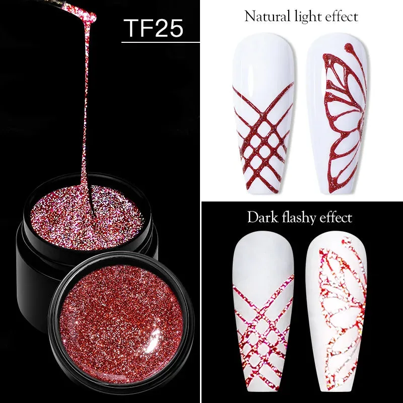 MEET ACROSS 8ml Glitter Extension Gel Nail Polish Nude Pink Gold Foils Effect Semi Permanent UV Gel Varnishes Nails Art Manicure