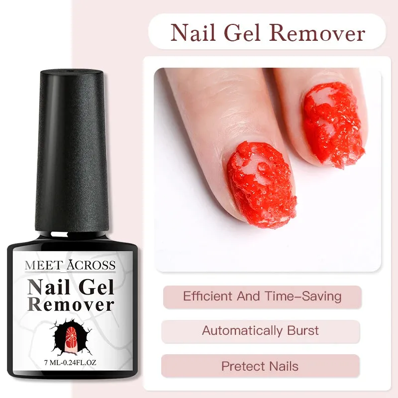 MEET ACROSS 8ml Glitter Extension Gel Nail Polish Nude Pink Gold Foils Effect Semi Permanent UV Gel Varnishes Nails Art Manicure