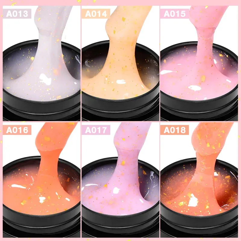 MEET ACROSS 8ml Glitter Extension Gel Nail Polish Nude Pink Gold Foils Effect Semi Permanent UV Gel Varnishes Nails Art Manicure