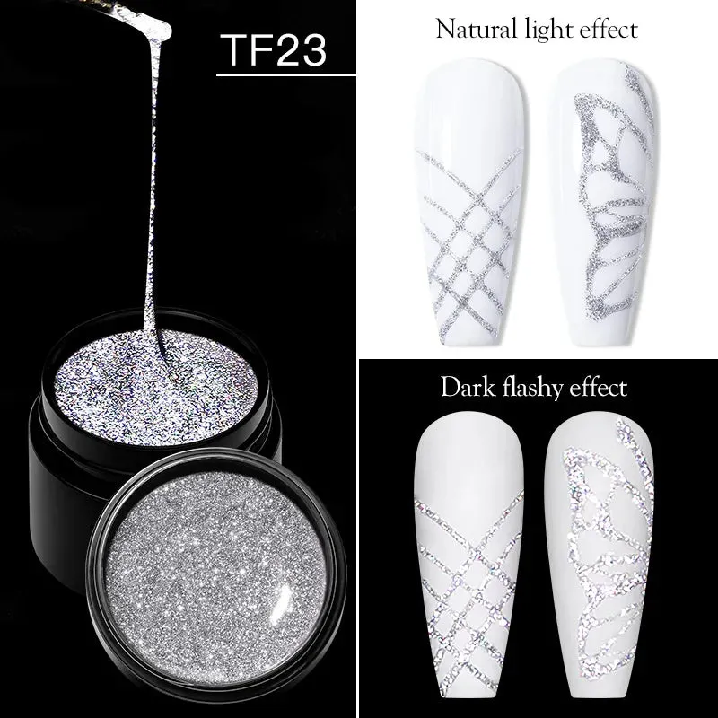 MEET ACROSS 8ml Glitter Extension Gel Nail Polish Nude Pink Gold Foils Effect Semi Permanent UV Gel Varnishes Nails Art Manicure
