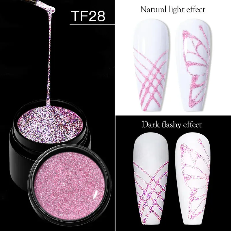 MEET ACROSS 8ml Glitter Extension Gel Nail Polish Nude Pink Gold Foils Effect Semi Permanent UV Gel Varnishes Nails Art Manicure