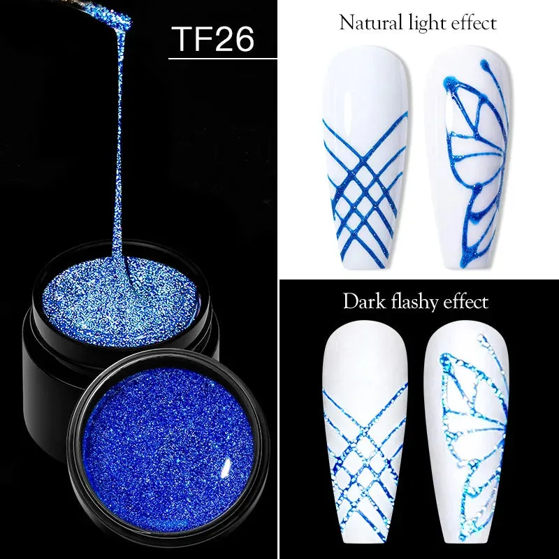 MEET ACROSS 8ml Glitter Extension Gel Nail Polish Nude Pink Gold Foils Effect Semi Permanent UV Gel Varnishes Nails Art Manicure