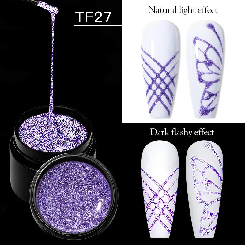 MEET ACROSS 8ml Glitter Extension Gel Nail Polish Nude Pink Gold Foils Effect Semi Permanent UV Gel Varnishes Nails Art Manicure