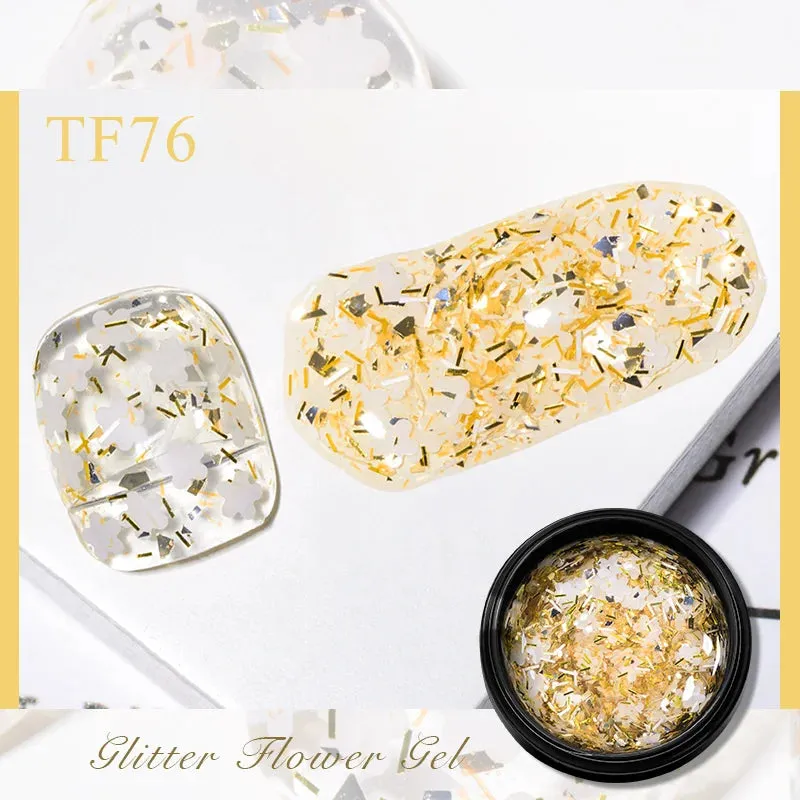 MEET ACROSS 8ml Macaron Glitter Sequins Nail Gel Polish Colorful Love Heart Irregular Shaped Sequins Nail Art Gel Varnishes DIY