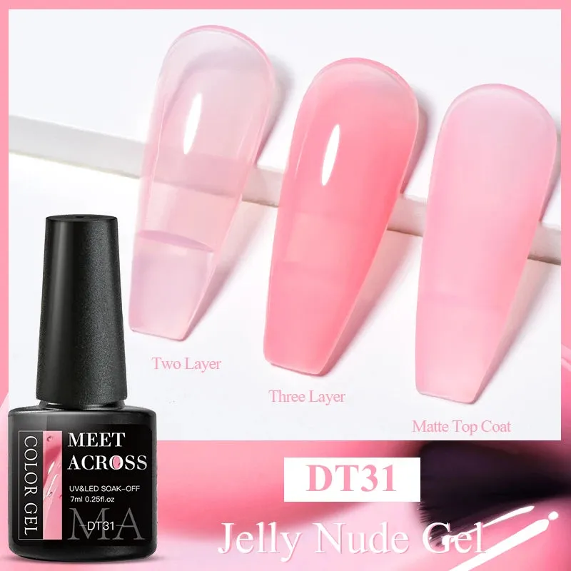 MEET ACROSS 8ml Macaron Glitter Sequins Nail Gel Polish Colorful Love Heart Irregular Shaped Sequins Nail Art Gel Varnishes DIY
