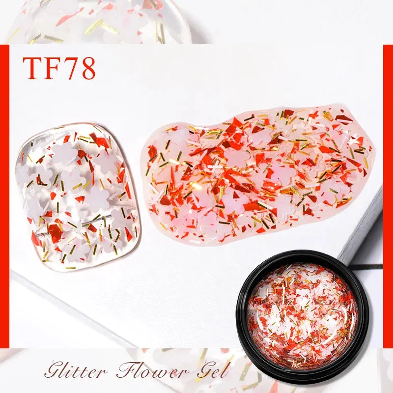 MEET ACROSS 8ml Macaron Glitter Sequins Nail Gel Polish Colorful Love Heart Irregular Shaped Sequins Nail Art Gel Varnishes DIY