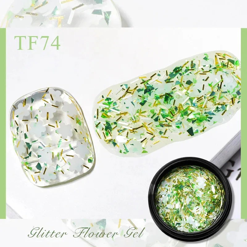 MEET ACROSS 8ml Macaron Glitter Sequins Nail Gel Polish Colorful Love Heart Irregular Shaped Sequins Nail Art Gel Varnishes DIY