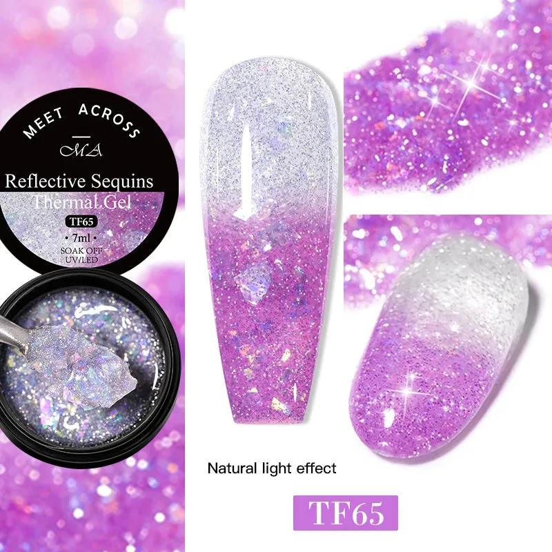 MEET ACROSS 8ml Macaron Glitter Sequins Nail Gel Polish Colorful Love Heart Irregular Shaped Sequins Nail Art Gel Varnishes DIY