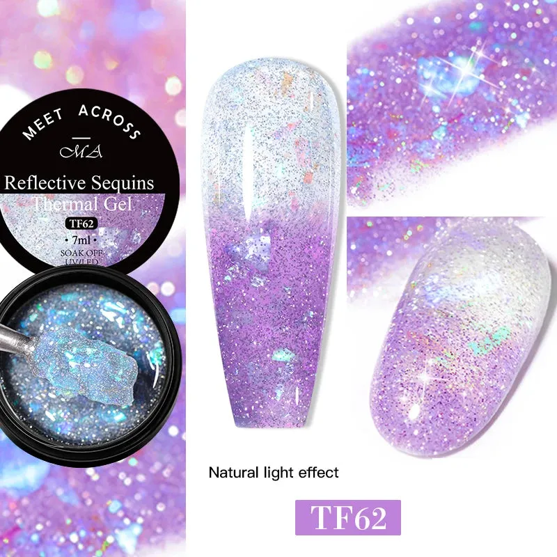 MEET ACROSS 8ml Macaron Glitter Sequins Nail Gel Polish Colorful Love Heart Irregular Shaped Sequins Nail Art Gel Varnishes DIY