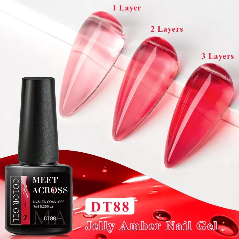 MEET ACROSS 8ml Macaron Glitter Sequins Nail Gel Polish Colorful Love Heart Irregular Shaped Sequins Nail Art Gel Varnishes DIY