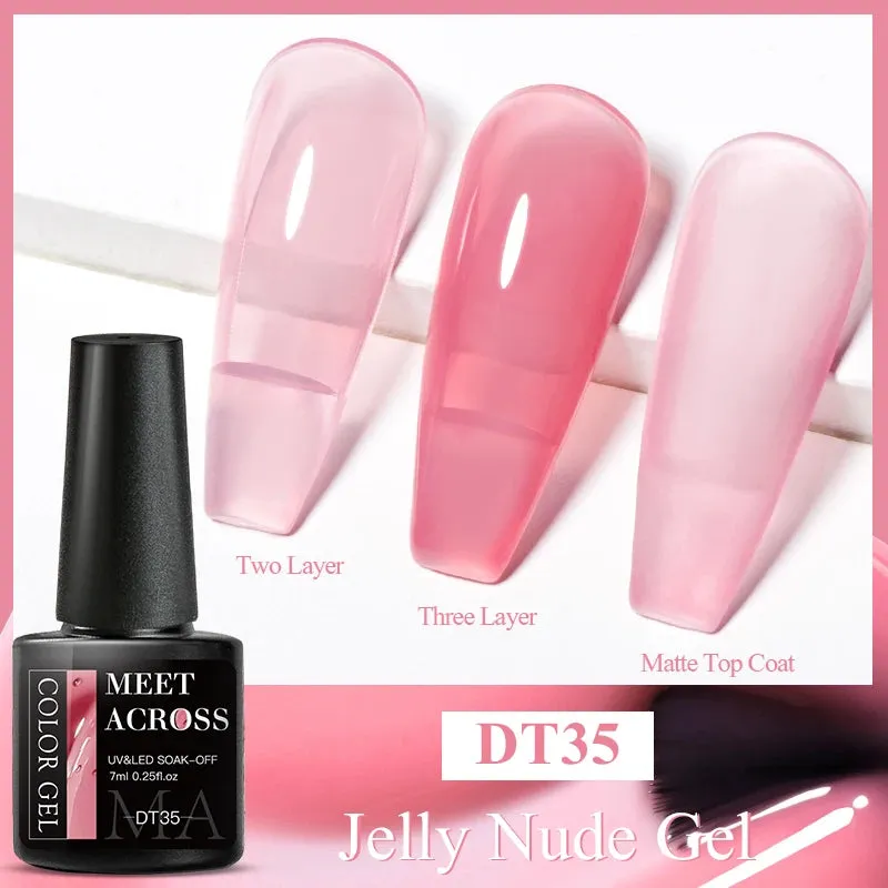 MEET ACROSS 8ml Macaron Glitter Sequins Nail Gel Polish Colorful Love Heart Irregular Shaped Sequins Nail Art Gel Varnishes DIY