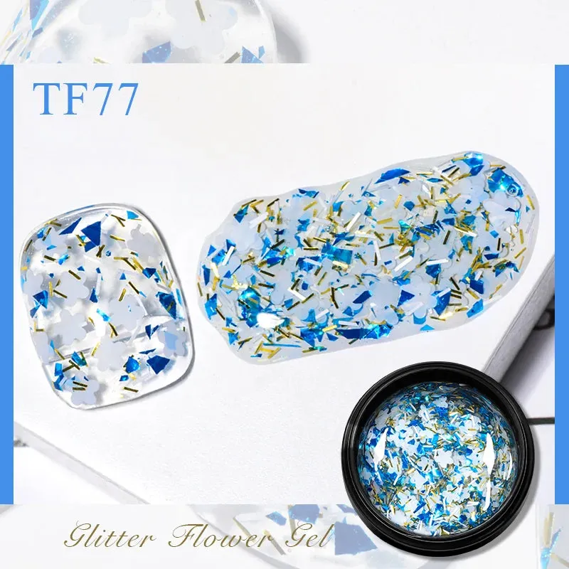 MEET ACROSS 8ml Macaron Glitter Sequins Nail Gel Polish Colorful Love Heart Irregular Shaped Sequins Nail Art Gel Varnishes DIY