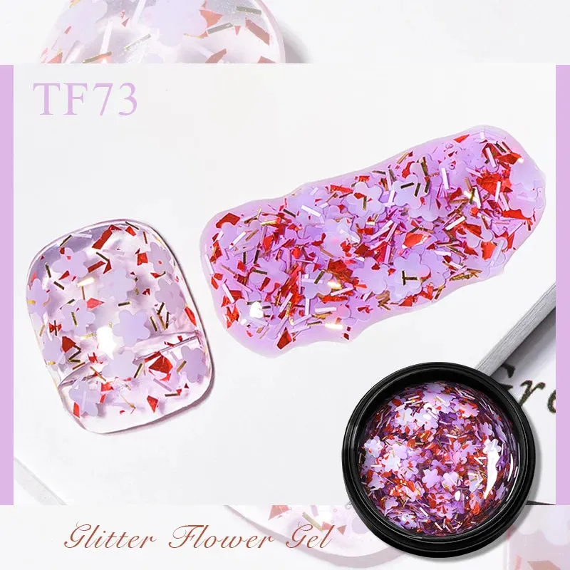 MEET ACROSS 8ml Macaron Glitter Sequins Nail Gel Polish Colorful Love Heart Irregular Shaped Sequins Nail Art Gel Varnishes DIY