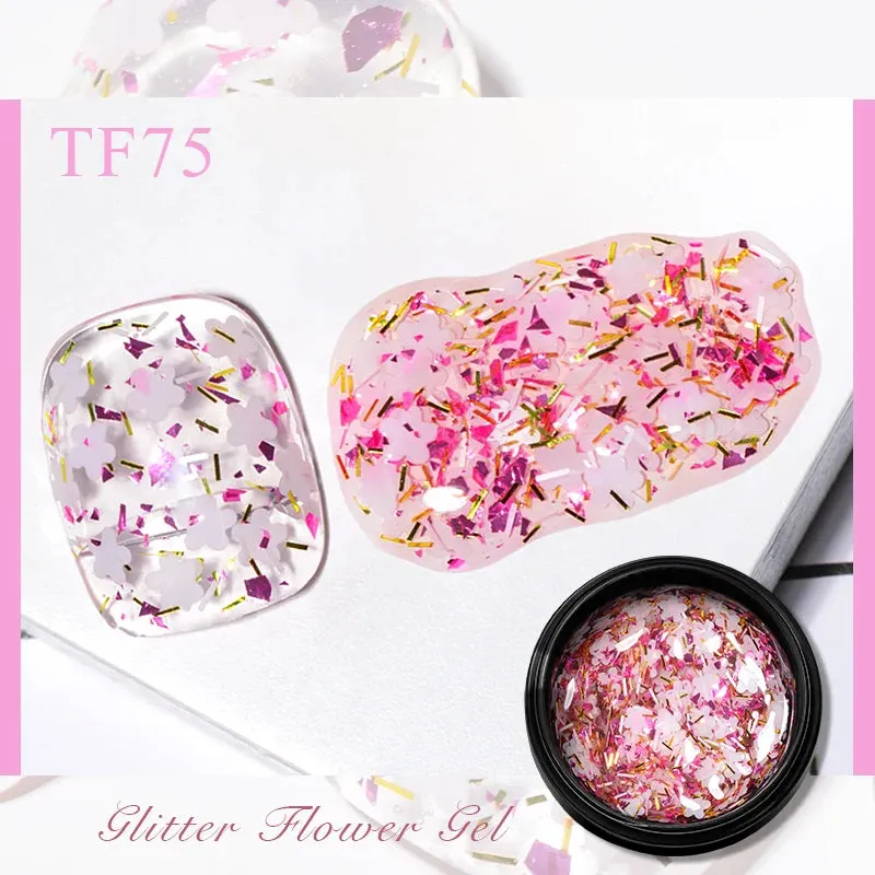 MEET ACROSS 8ml Macaron Glitter Sequins Nail Gel Polish Colorful Love Heart Irregular Shaped Sequins Nail Art Gel Varnishes DIY