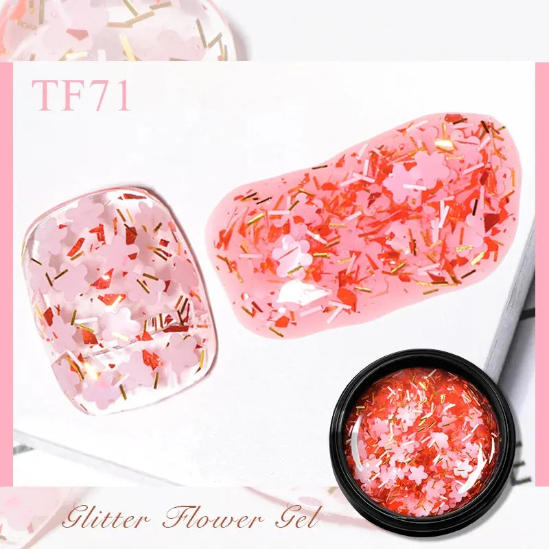 MEET ACROSS 8ml Macaron Glitter Sequins Nail Gel Polish Colorful Love Heart Irregular Shaped Sequins Nail Art Gel Varnishes DIY