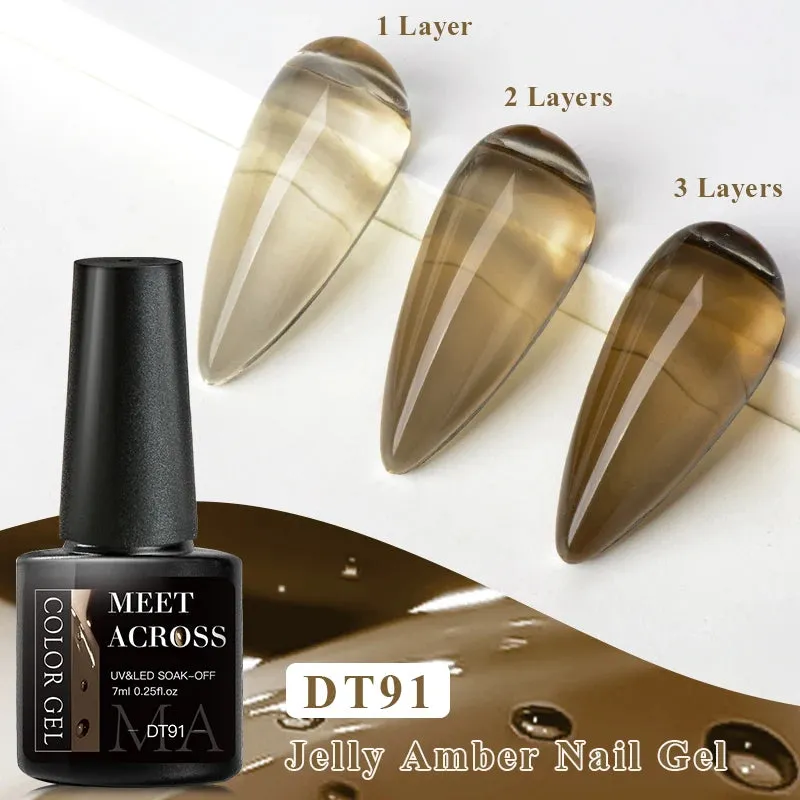 MEET ACROSS 8ml Macaron Glitter Sequins Nail Gel Polish Colorful Love Heart Irregular Shaped Sequins Nail Art Gel Varnishes DIY