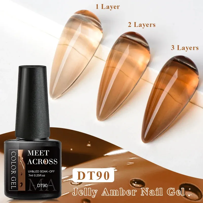 MEET ACROSS 8ml Macaron Glitter Sequins Nail Gel Polish Colorful Love Heart Irregular Shaped Sequins Nail Art Gel Varnishes DIY