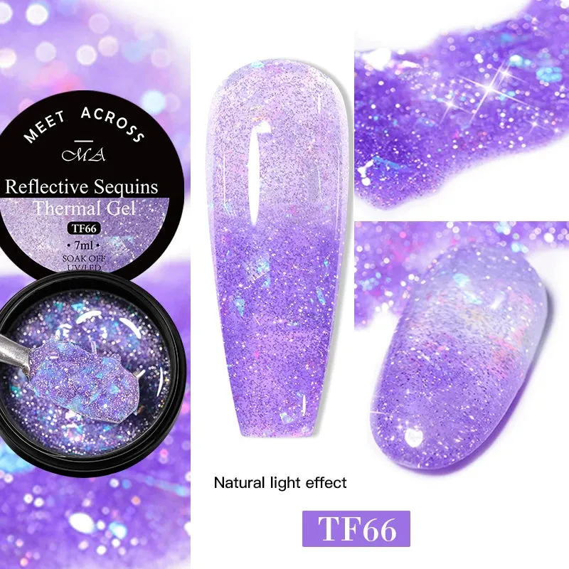 MEET ACROSS 8ml Macaron Glitter Sequins Nail Gel Polish Colorful Love Heart Irregular Shaped Sequins Nail Art Gel Varnishes DIY