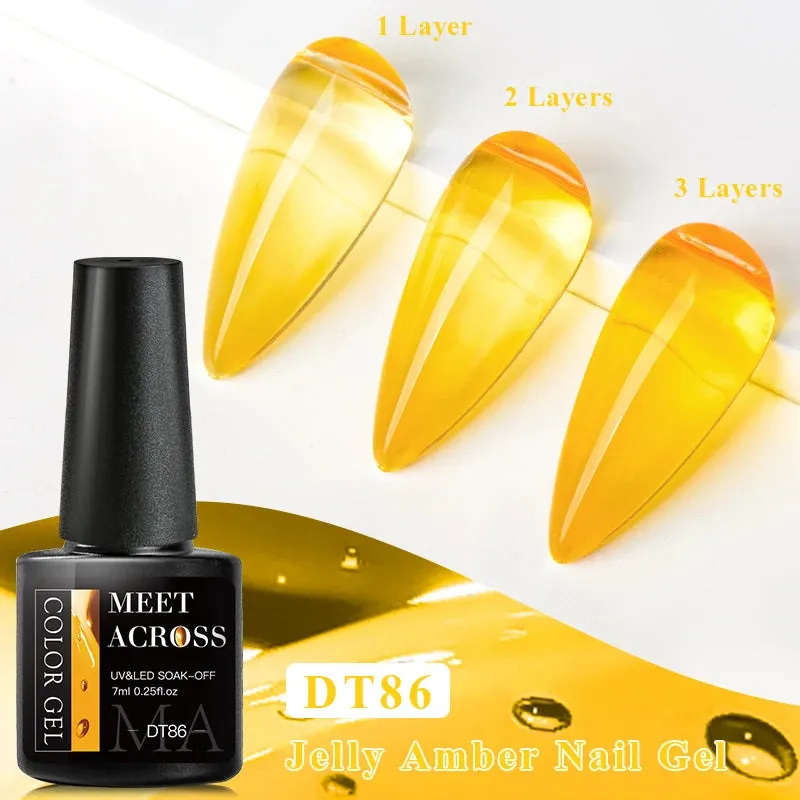 MEET ACROSS 8ml Macaron Glitter Sequins Nail Gel Polish Colorful Love Heart Irregular Shaped Sequins Nail Art Gel Varnishes DIY