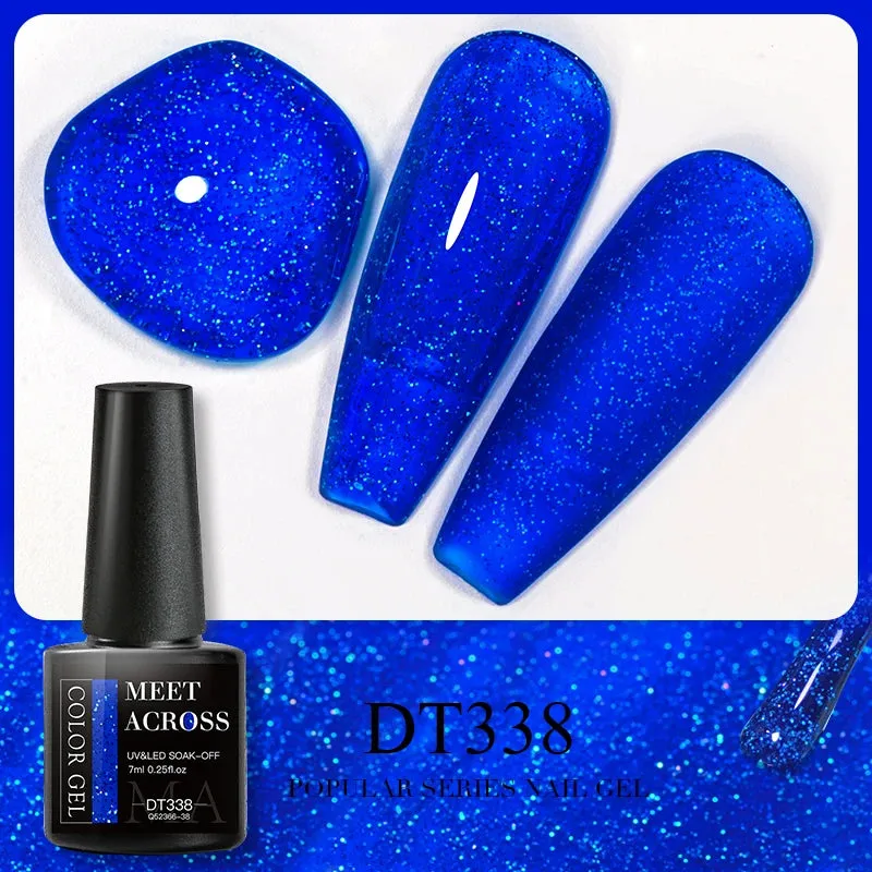 MEET ACROSS 8ml Macaron Glitter Sequins Nail Gel Polish Colorful Love Heart Irregular Shaped Sequins Nail Art Gel Varnishes DIY