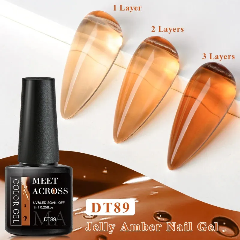 MEET ACROSS 8ml Macaron Glitter Sequins Nail Gel Polish Colorful Love Heart Irregular Shaped Sequins Nail Art Gel Varnishes DIY