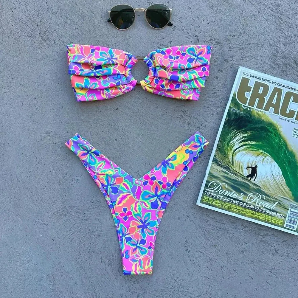 Micro Bikini Push Up Women Swimsuits 2024 Sexy Female Swimwear Brazilian Bikini Set Thong Biquini Swim Suits Print Beachwear