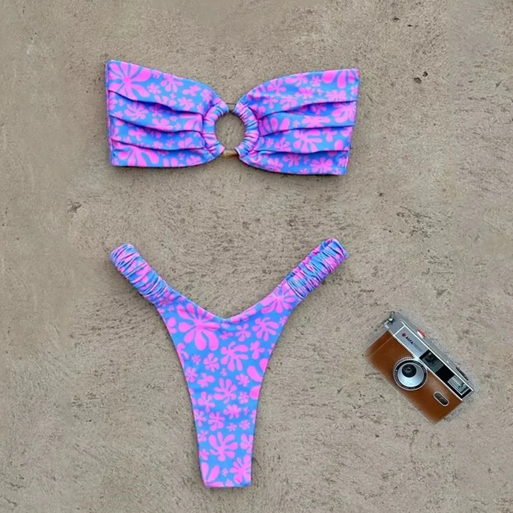 Micro Bikini Push Up Women Swimsuits 2024 Sexy Female Swimwear Brazilian Bikini Set Thong Biquini Swim Suits Print Beachwear