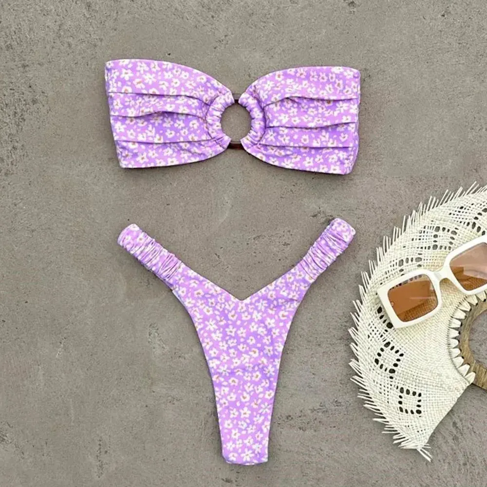 Micro Bikini Push Up Women Swimsuits 2024 Sexy Female Swimwear Brazilian Bikini Set Thong Biquini Swim Suits Print Beachwear