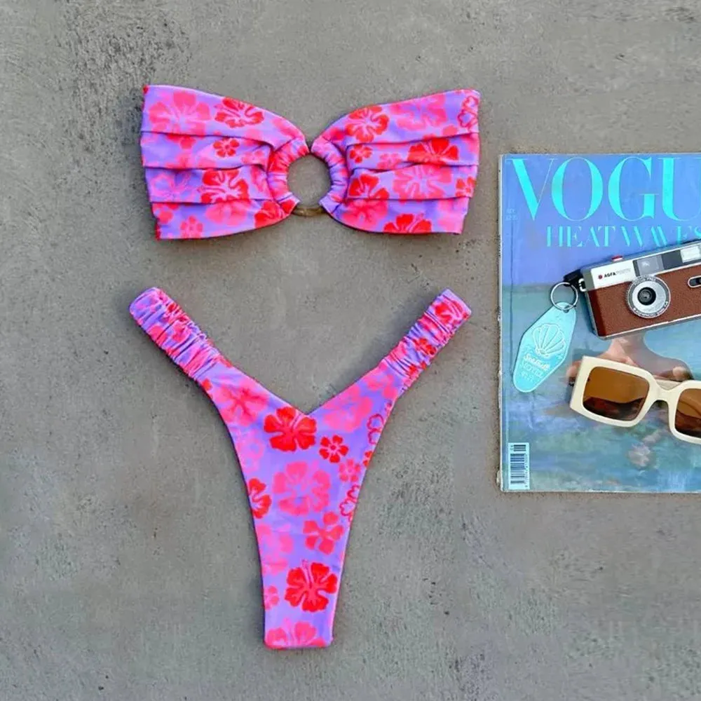 Micro Bikini Push Up Women Swimsuits 2024 Sexy Female Swimwear Brazilian Bikini Set Thong Biquini Swim Suits Print Beachwear