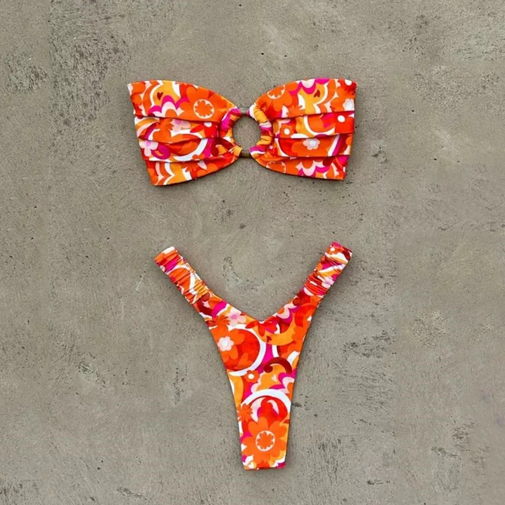Micro Bikini Push Up Women Swimsuits 2024 Sexy Female Swimwear Brazilian Bikini Set Thong Biquini Swim Suits Print Beachwear