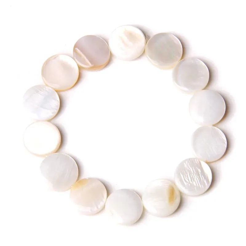 Natural Shell Stone Beads Bracelet Round Square Shell Bracelet Handmade Sequins Charm Bracelets Men Women Summer Beach Jewelry