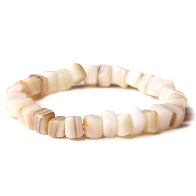 Natural Shell Stone Beads Bracelet Round Square Shell Bracelet Handmade Sequins Charm Bracelets Men Women Summer Beach Jewelry