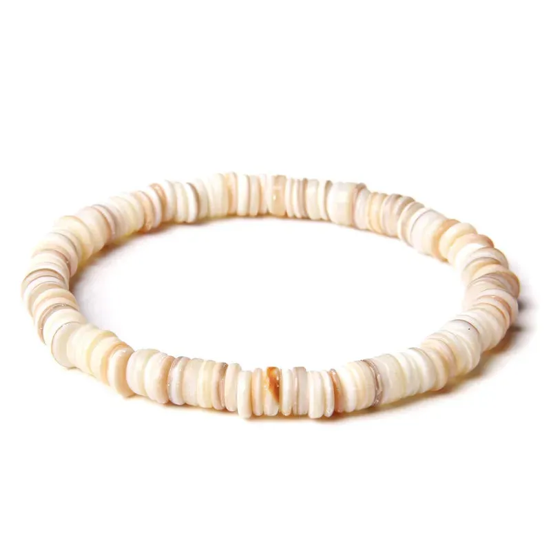 Natural Shell Stone Beads Bracelet Round Square Shell Bracelet Handmade Sequins Charm Bracelets Men Women Summer Beach Jewelry