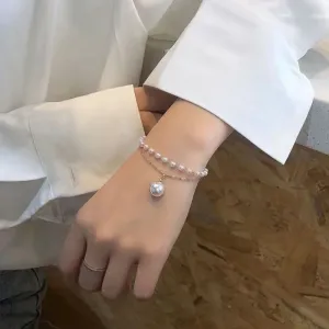Net Red Simple Double Layer Imitation Pearl Bracelet Cold Wind Fashionable Bracelet Female Jewelry Accessories Bracelet Femme