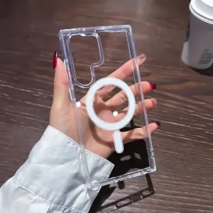 Original Magsafe Magnetic Case for Samsung Galaxy S24  S21 FE S22 Plus S23 Ultra Plus Wireless Charging Shockproof Clear Cover