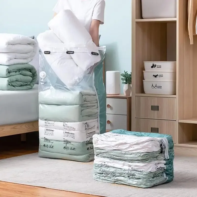 Plastic Storage Vaccum Bags for Storing Clothes blankets and Travel Accessories