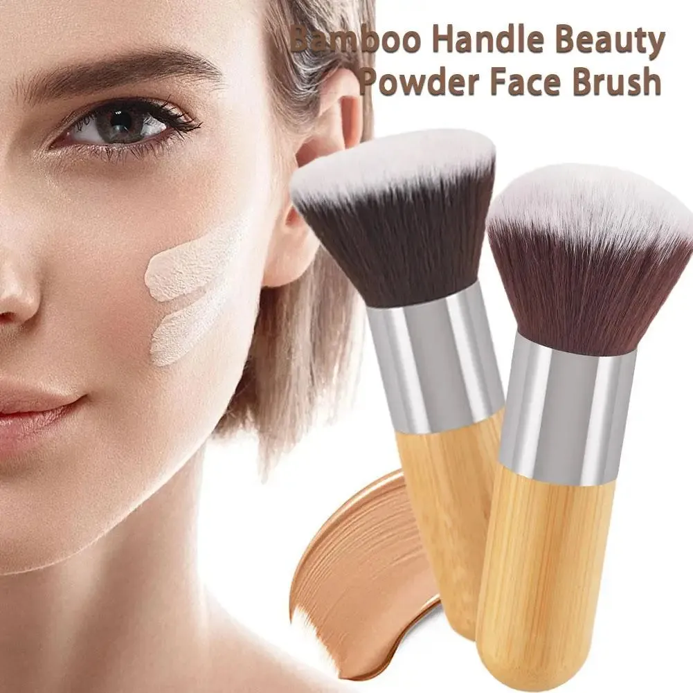 Portable Bamboo Handle Beauty Powder Face Brush Professional Concealers Brushes Soft Large Face Contouring Brush Gifts For Women